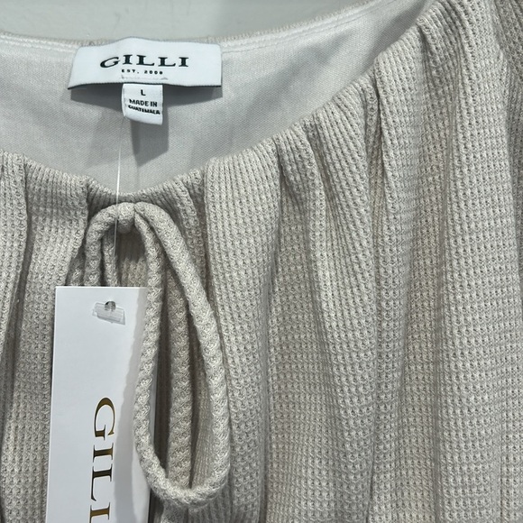 Gilli Quite Luxury Cream 3/4 Sleeve textured mini Dress women’s large new - Picture 2 of 6